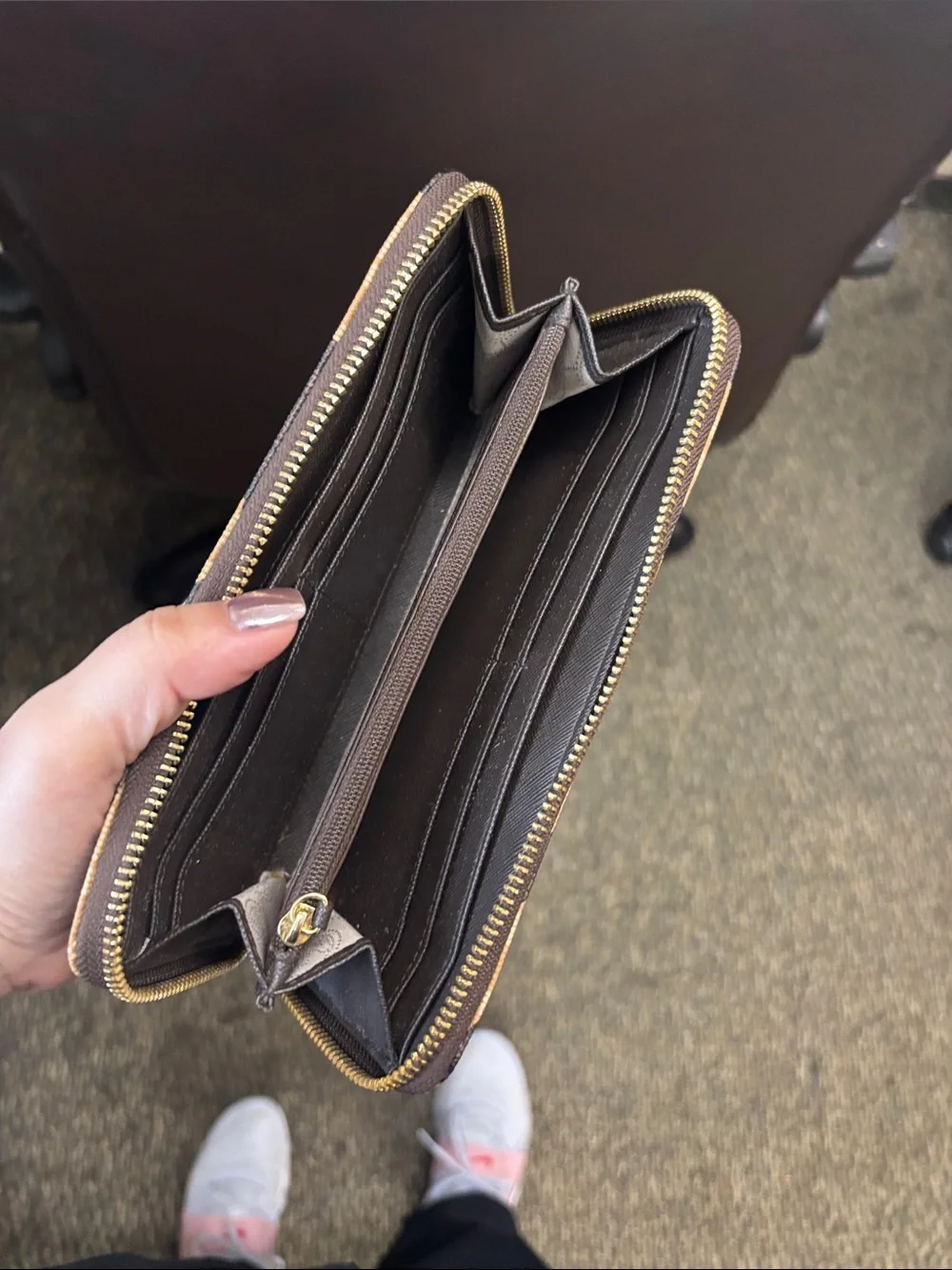 Michael Kors Brown and Black Zebra-Print Zip Wallet